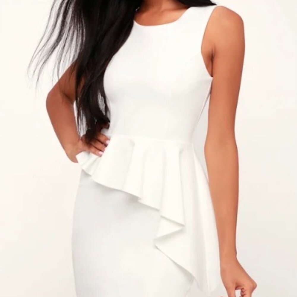 Lulus Here and Vow White Ruffled Bodycon Dress - XS (Bridal, Bride)